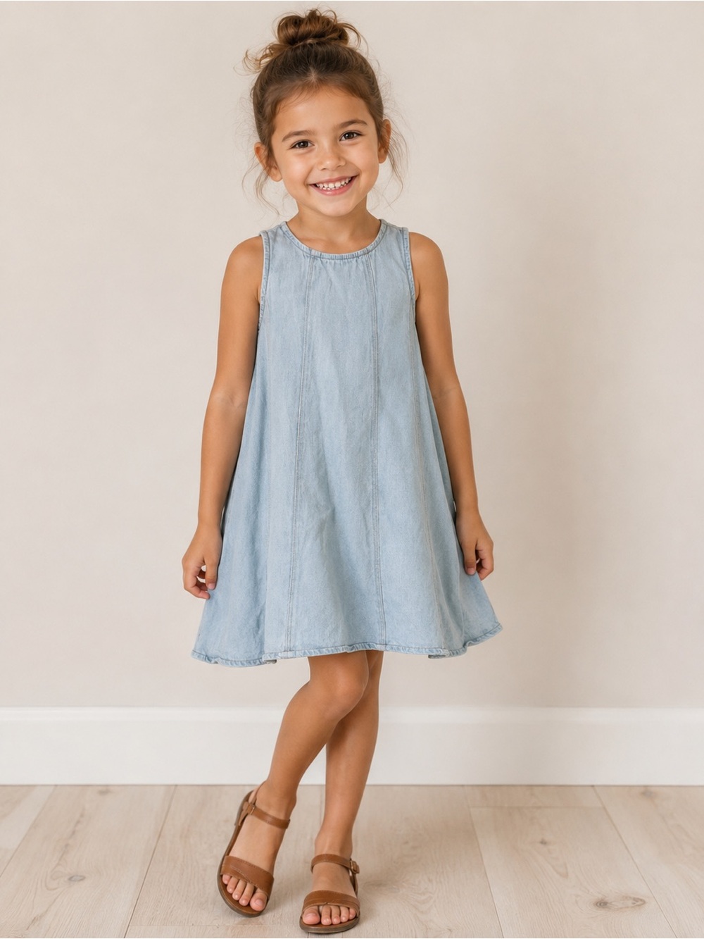 NWOT ZARA kids/girls 9-10 Light Blue Sleeveless Denim A-Line Dress